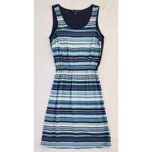 Tommy Hilfiger Dress Womens XS Blue White Striped Sleeveless Coastal Stretch